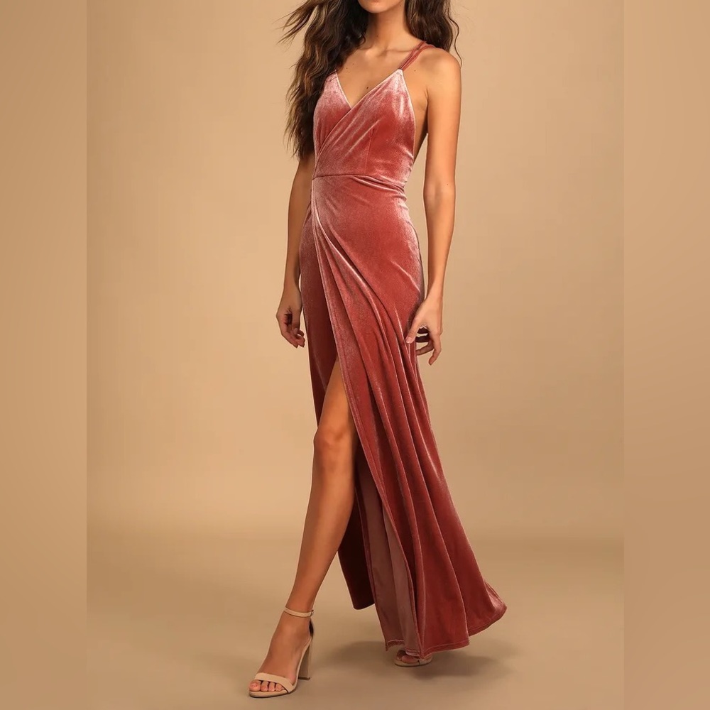 Lulu's Velvet Rose Maxi Dress